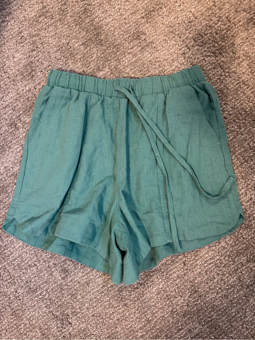 Universal Thread Teal Drawstring Linen-Blend Athletic Shorts